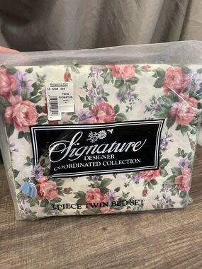 Vintage Signature Designer Sheets 3-Piece Twin Bed Set FLORAL Polyester/Cotton